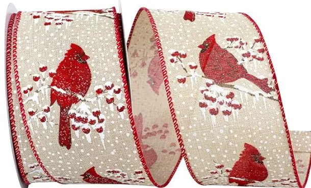 CARDINAL SNOW LINEN WIRED EDGE 10 YARDS