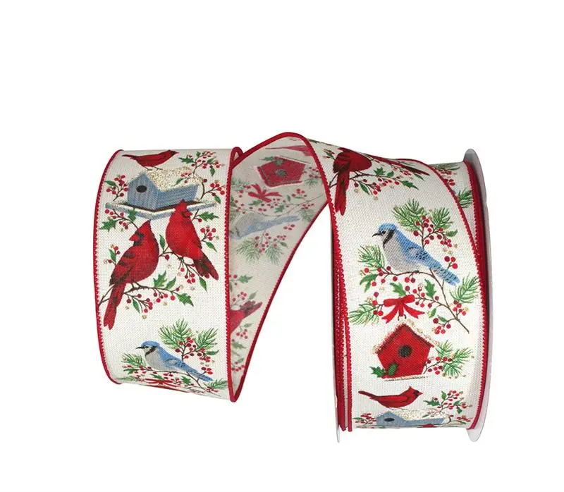 BIRDS HOUSE LINEN SPARKLE WIRED EDGE, CREAM2-1/2inch, 20yds