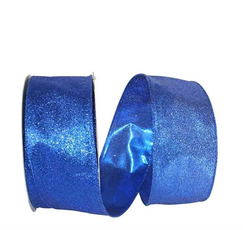 GLITTER LAME WIRED EDGE ROYAL2.5 Inch X 10 Yards