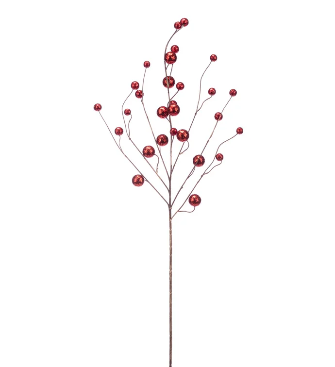 Red Glitter Berry Spray