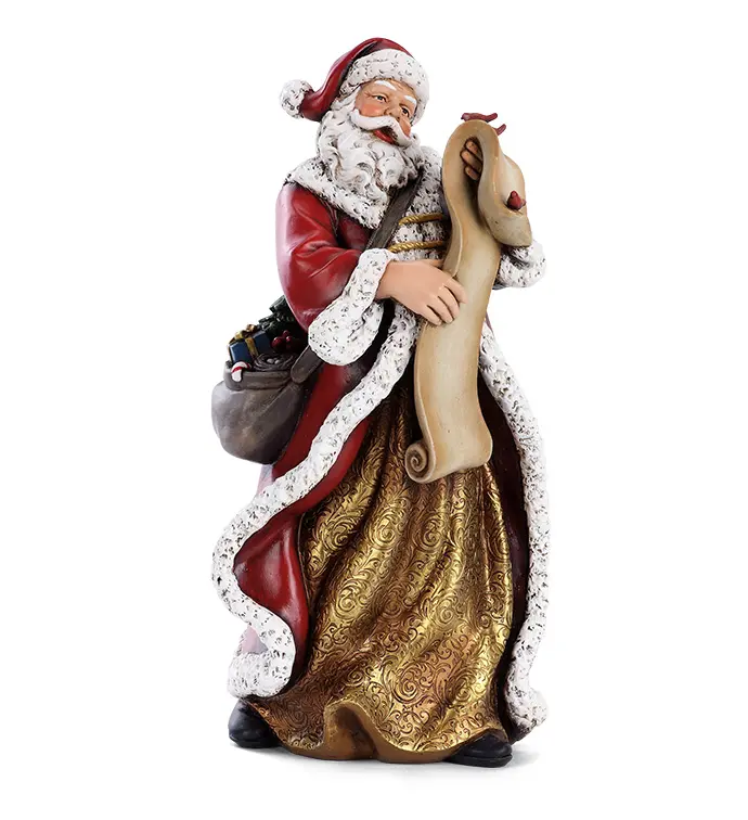 Santa with List and Cardinal decoration