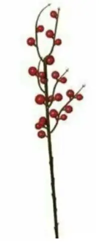 13" Red Berry Spray, Plastic Stem. Weatherproof Berry