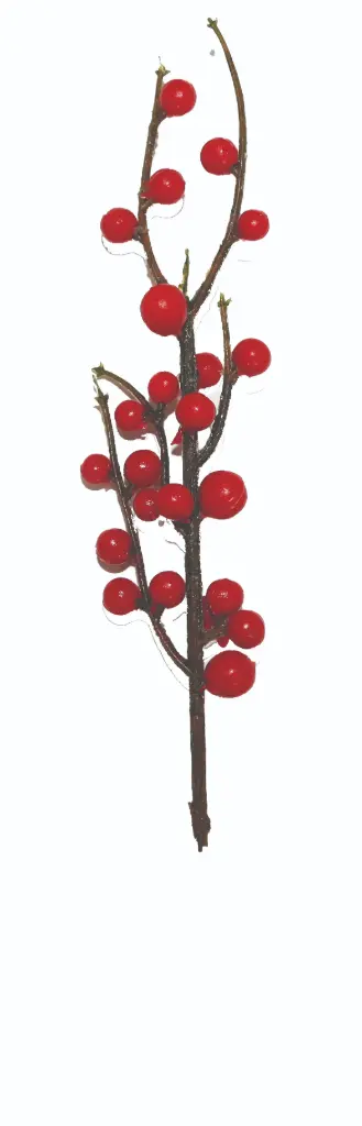 13” Red Berry Spray Solid Plastic (24/Bag)