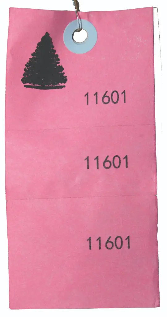 3 Part Tree Tag Pink w/ Wire. Bundles of 100. Weather Proof Material. 