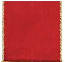 2.5''x50yd Velvet Wired Red w/Red Border
