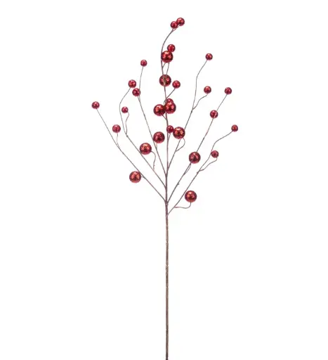 [41895] Red Glitter Berry Spray