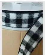 [226484 W BUFFALO PLAID 026 BLACK WHITE] 226484 W BUFFALO PLAID 026 BLACK WHITE 2 1/2 INCH 25 YARD