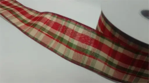 [92684W-985-40K] PLAID PRIME VALUE WIRED EDGE, RED/GREEN2-1/2 inch, 50yds