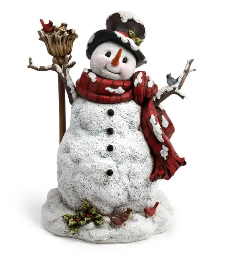 [50783] Snowman with Holly, Broom, and Birds