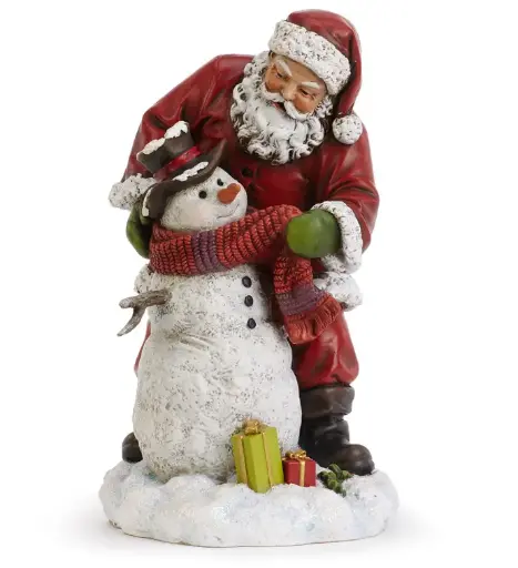 [51233] Santa Helping Snowman Decoration