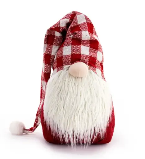 [52135] Extra Large Red Plaid Hat Gnome