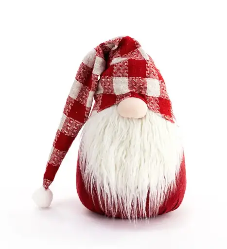 [52136] Large Red Plaid Hat Gnome