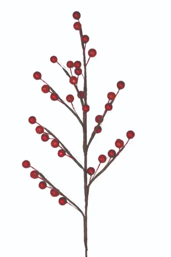 [PPX5029RD] 18" Mixed Muted/Glitter Berry Spray X 35 Berry (dozen)