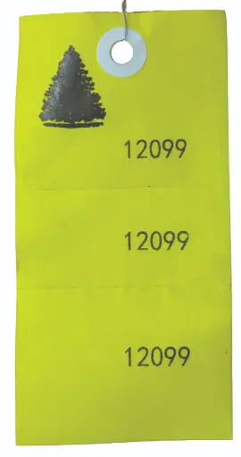 [3P-YL] 3 Part Tree Tag Yellow w/ Wire. Bundles of 100. Weather Proof Material.